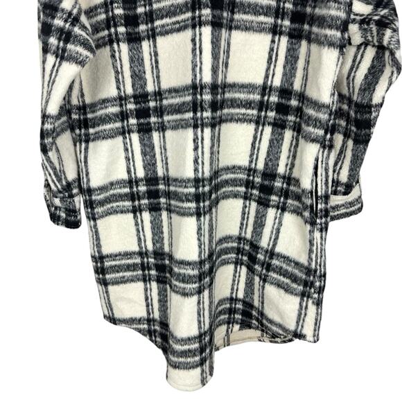 NWT Steve Madden Wool Blend Cream Plaid Button-Up Shacket Size Large - Picture 7 of 10